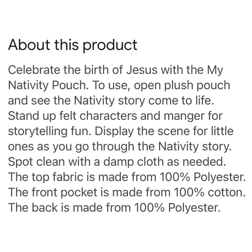 Mud Pie My Nativity Pouch Felt Nativity Set Christmas Storytelling Activity Toy